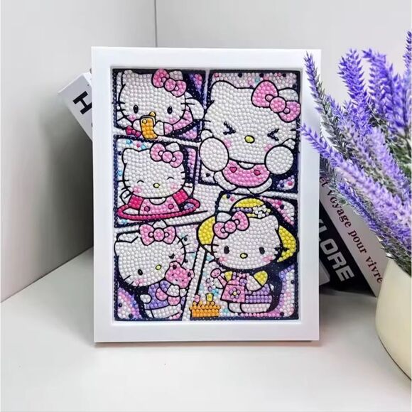 Brand New DIY Hello Kitty Diamond Beads Art With Frame - Picture 1 of 8